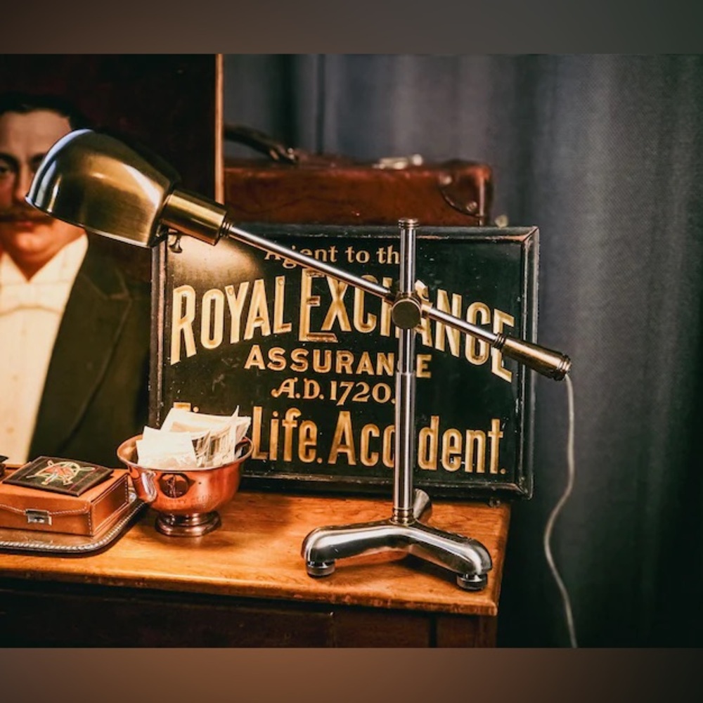 Nice Vintage Style Industrial Modern Ralph Lauren Home Brass Chrome Table Lamp.